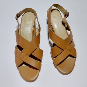 TALBOTS Women's   Crisscross Tan Leather Sandals Size 7M